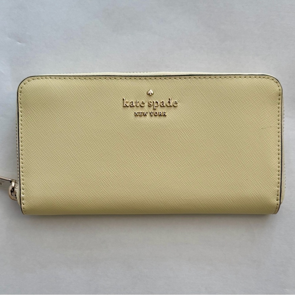 Kate Spade New York Yellow Zip Around Wallet Saffiano Leather